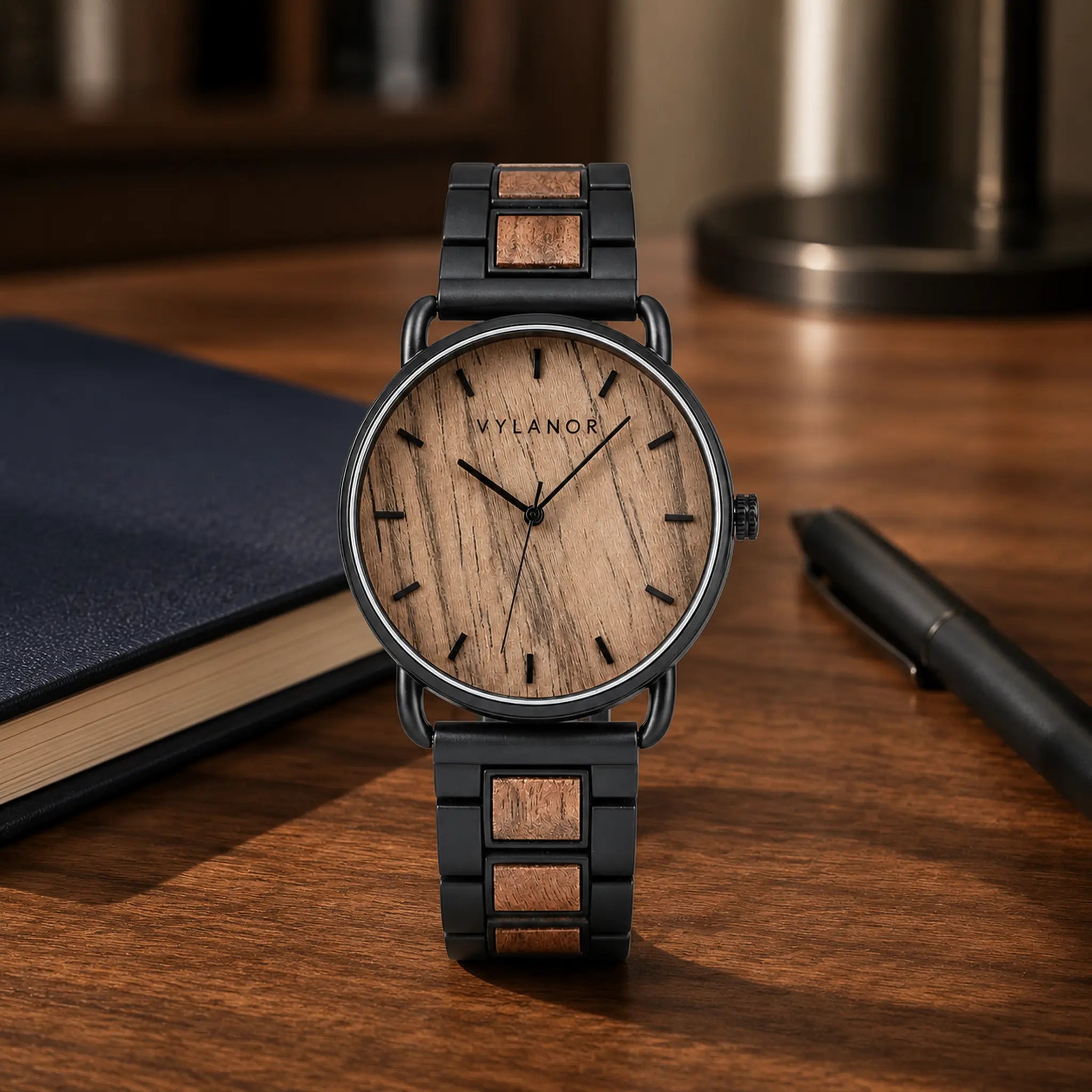 Reloj de madera para hombre Ebano