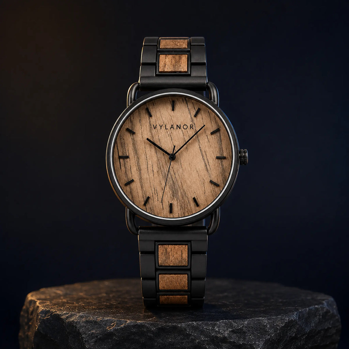 Reloj de madera para hombre Ebano