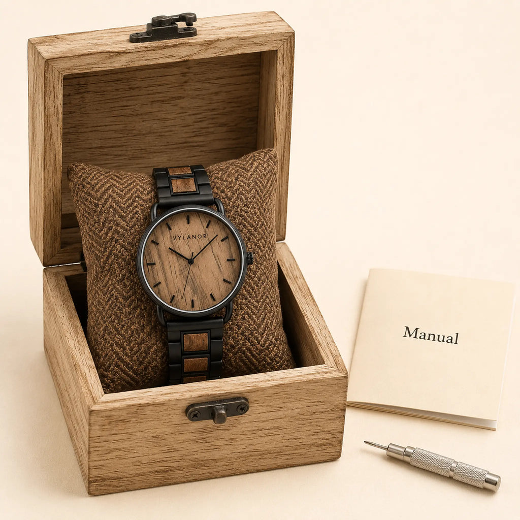 Reloj de madera para hombre Ebano